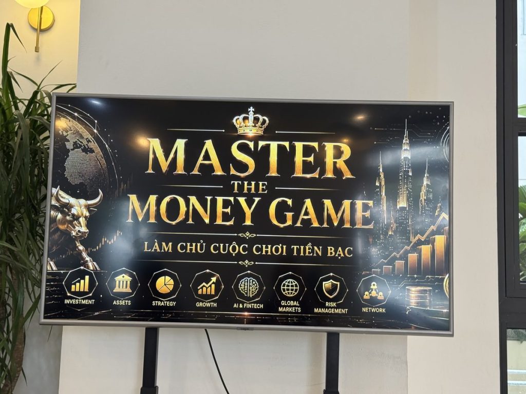 Màn hình chương trình Master The Money Game tại buổi chơi Cashflow ngày 21/08/2026